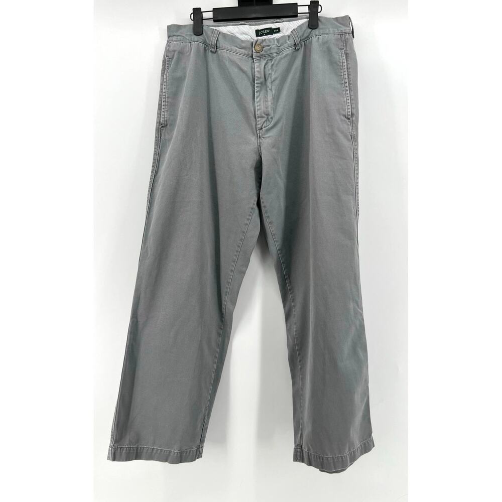 Vintage J.Crew Cotton Straight Leg Trousers Men's Size 34x30 Gray Chino Pants